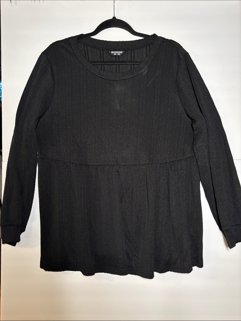 BloomChic Black Long-Sleeve Peplum Top